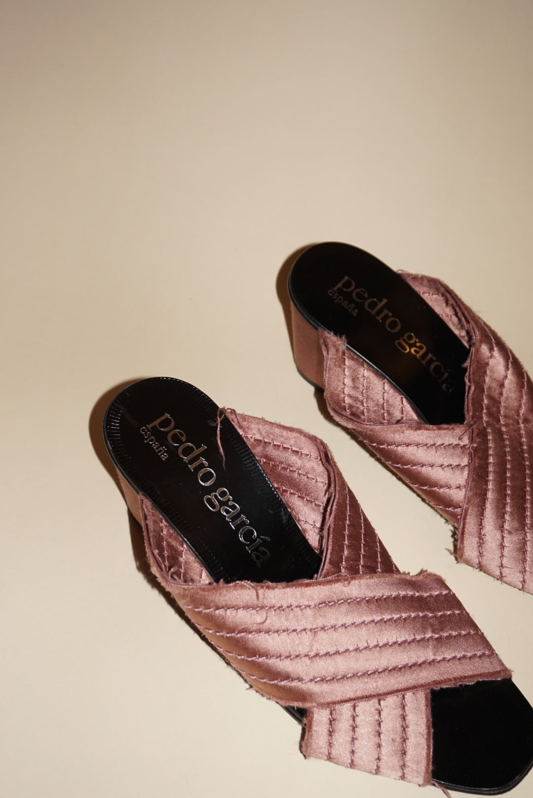“Pedro Garcia” Satin Blush “Xail” Mules - Size 38.5