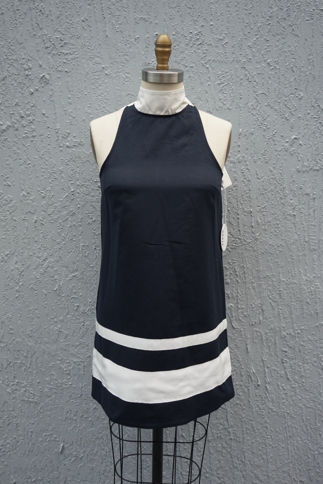 “Staud” Neck-tie “Finn” Colorblock Halter Mini Shift Dress NWT - Size