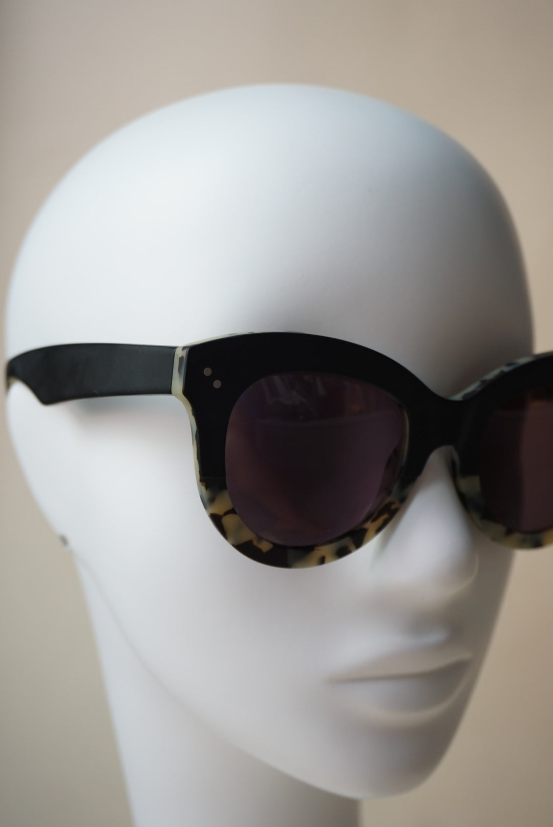 “Krewe” Oversized Black Tortoiseshell Acetate “Julia” Sunglasses
