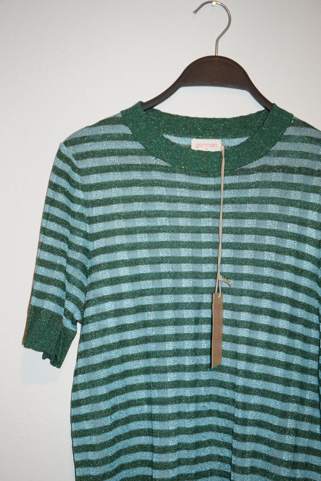"Gorman" Striped Shimmer "All Aligned" Knit Top NWT - Size Medium
