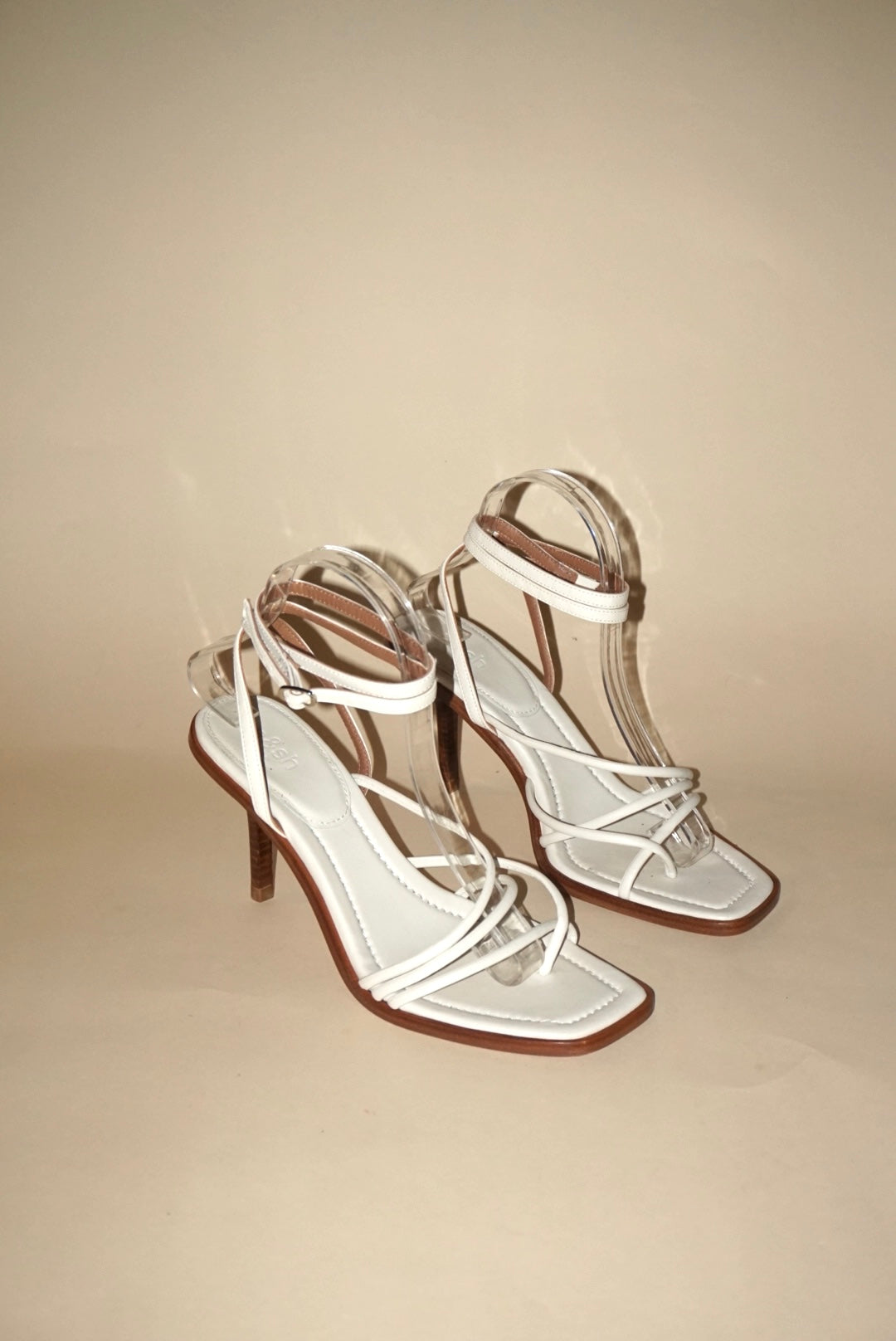 “Ba&sh” White “Cammelie” 100mm Sandal Heel NWOT - Size 39