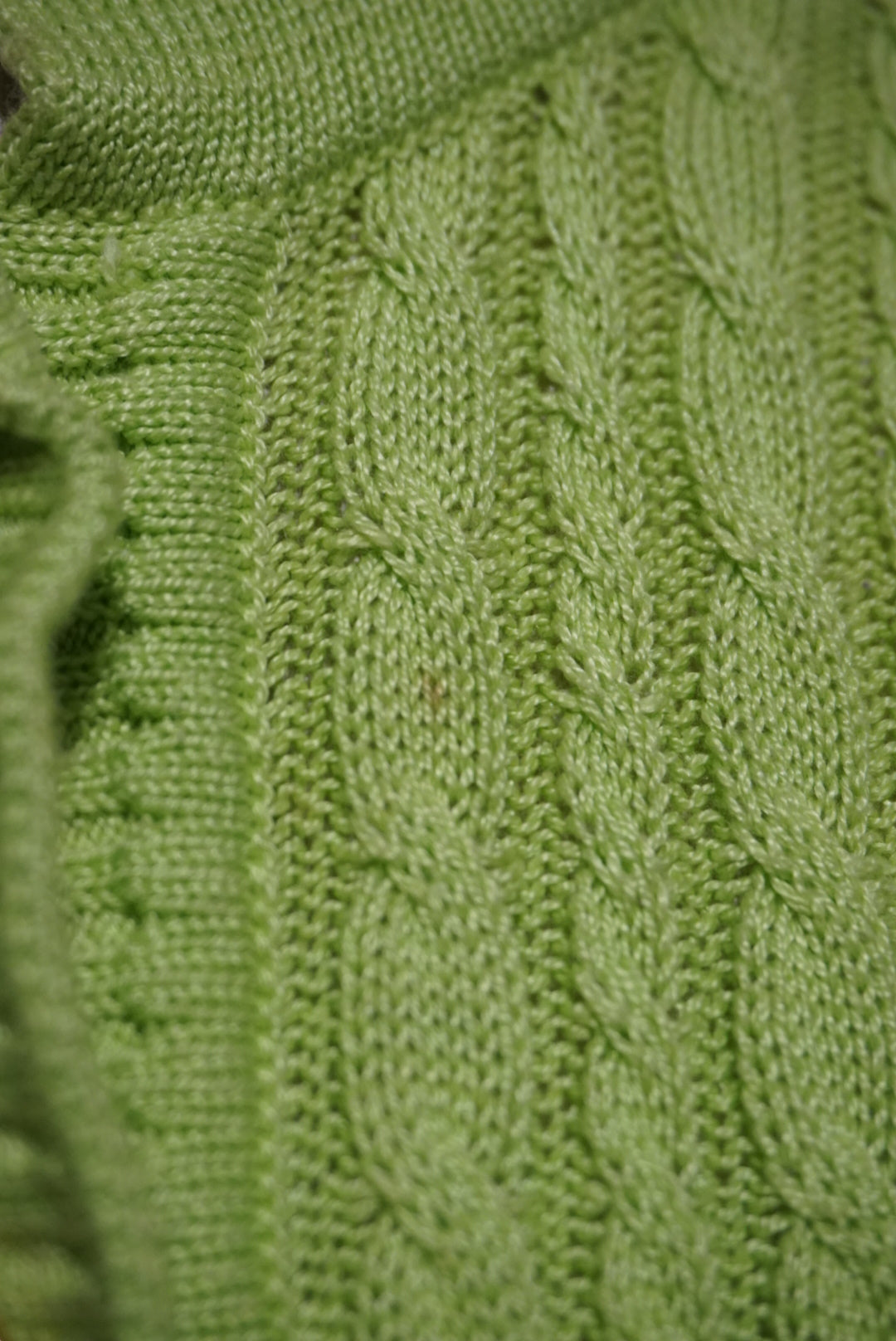 "Celine" Cable Knit Lime Green Vintage Polo - Size Large