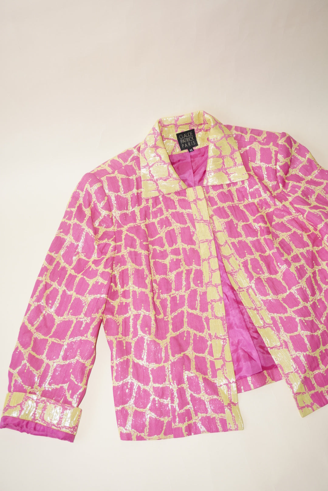 Claude Patrick Paris Pink & Yellow Reptile Blazer - Size 44