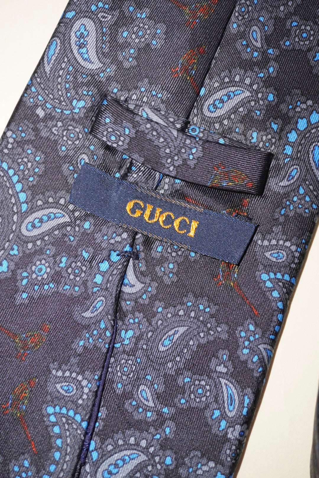 Gucci Paisley Vintage Navy Blue Silk Men's Tie