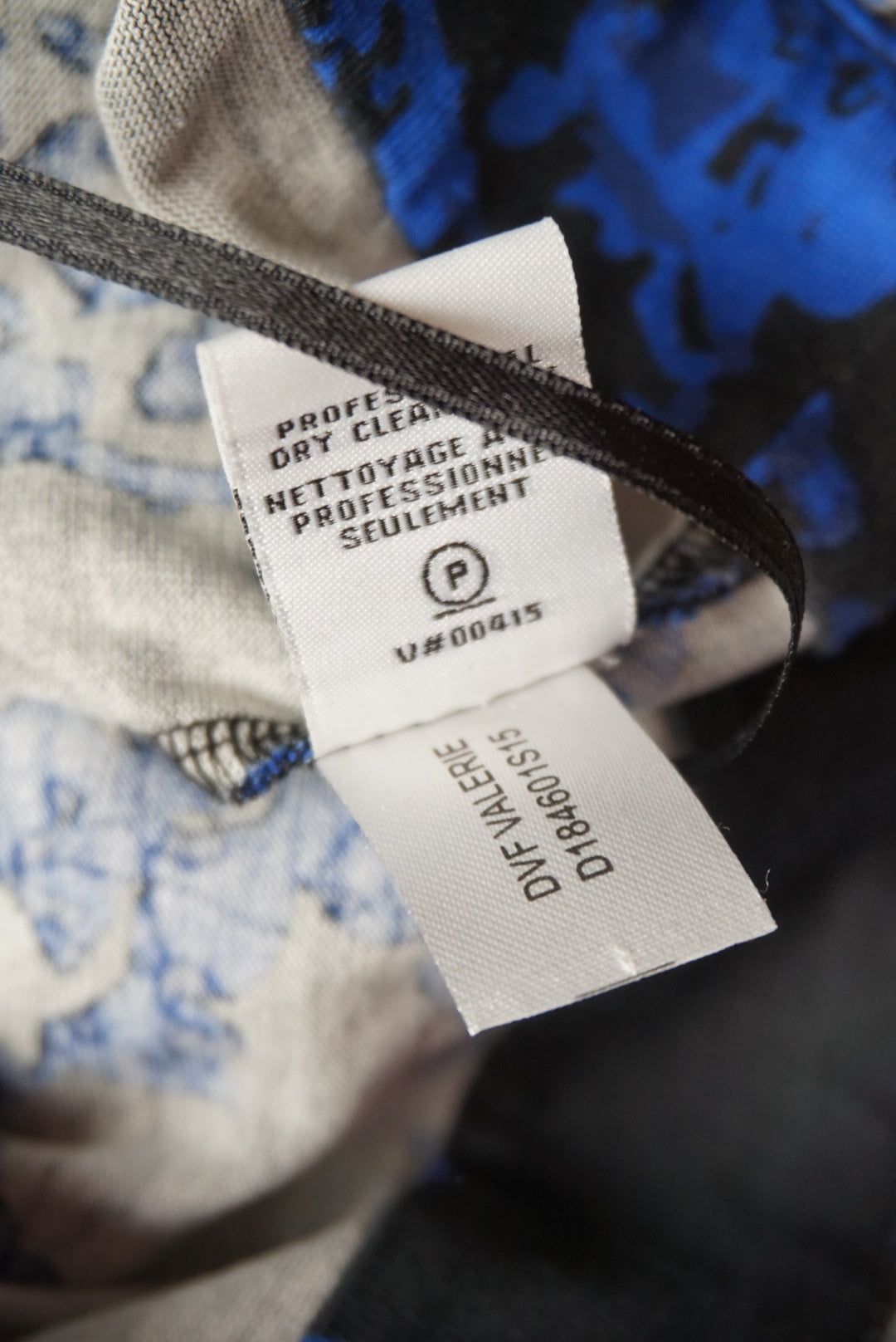 Diane Von Furstenberg Valerie Blue / Black Silk Blend Wrap Dress - Size 6