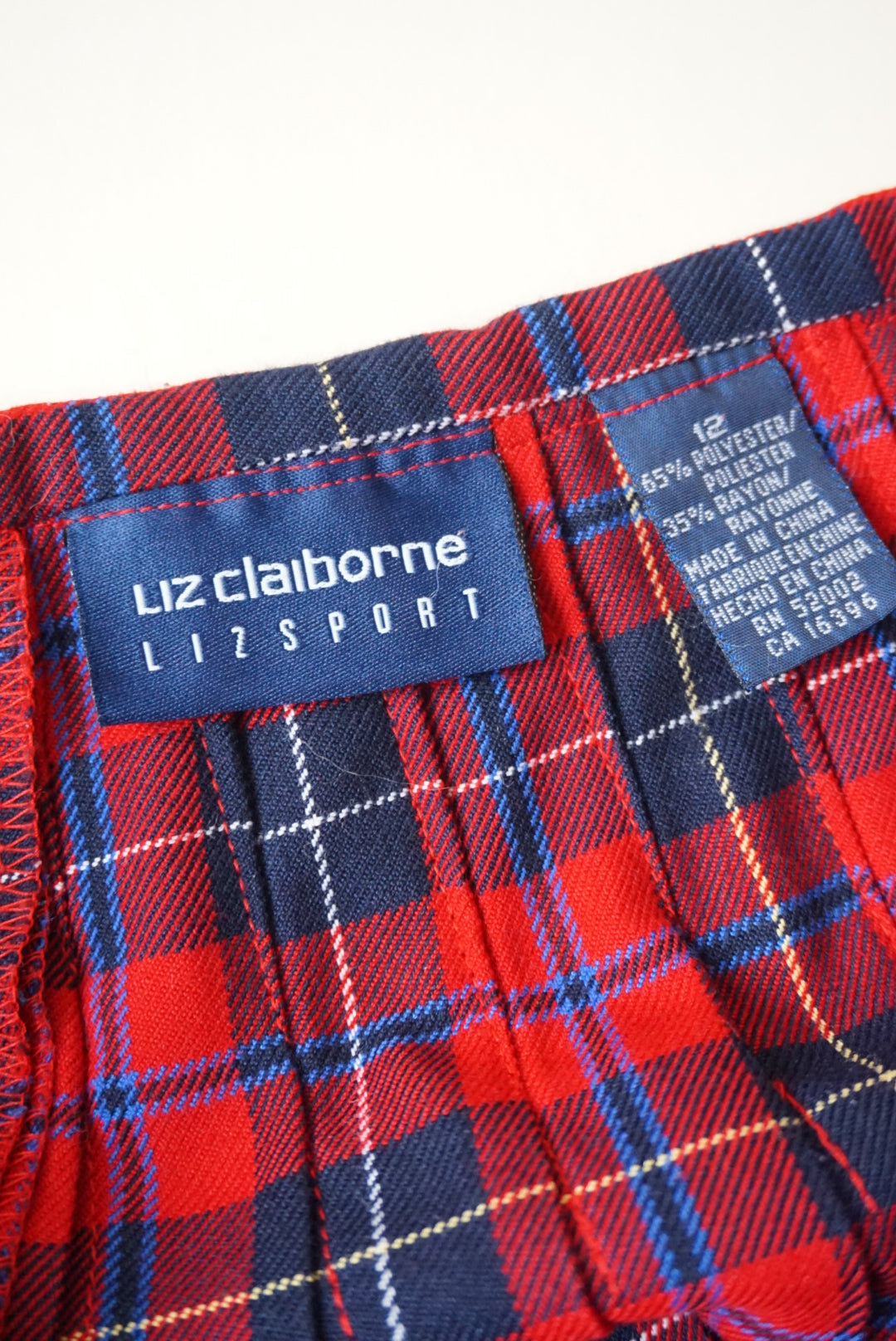 Vintage Liz Claiborne Liz Sport Red Plaid Frayed Hem Skirt - Size 12