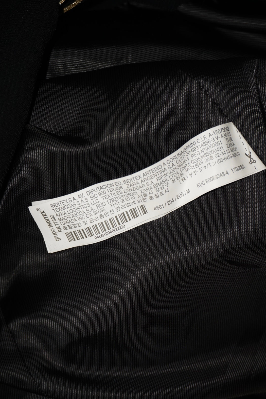 Zara TRF Black/Gold Military Style Mandarin Collar Blazer NWT - Size Medium