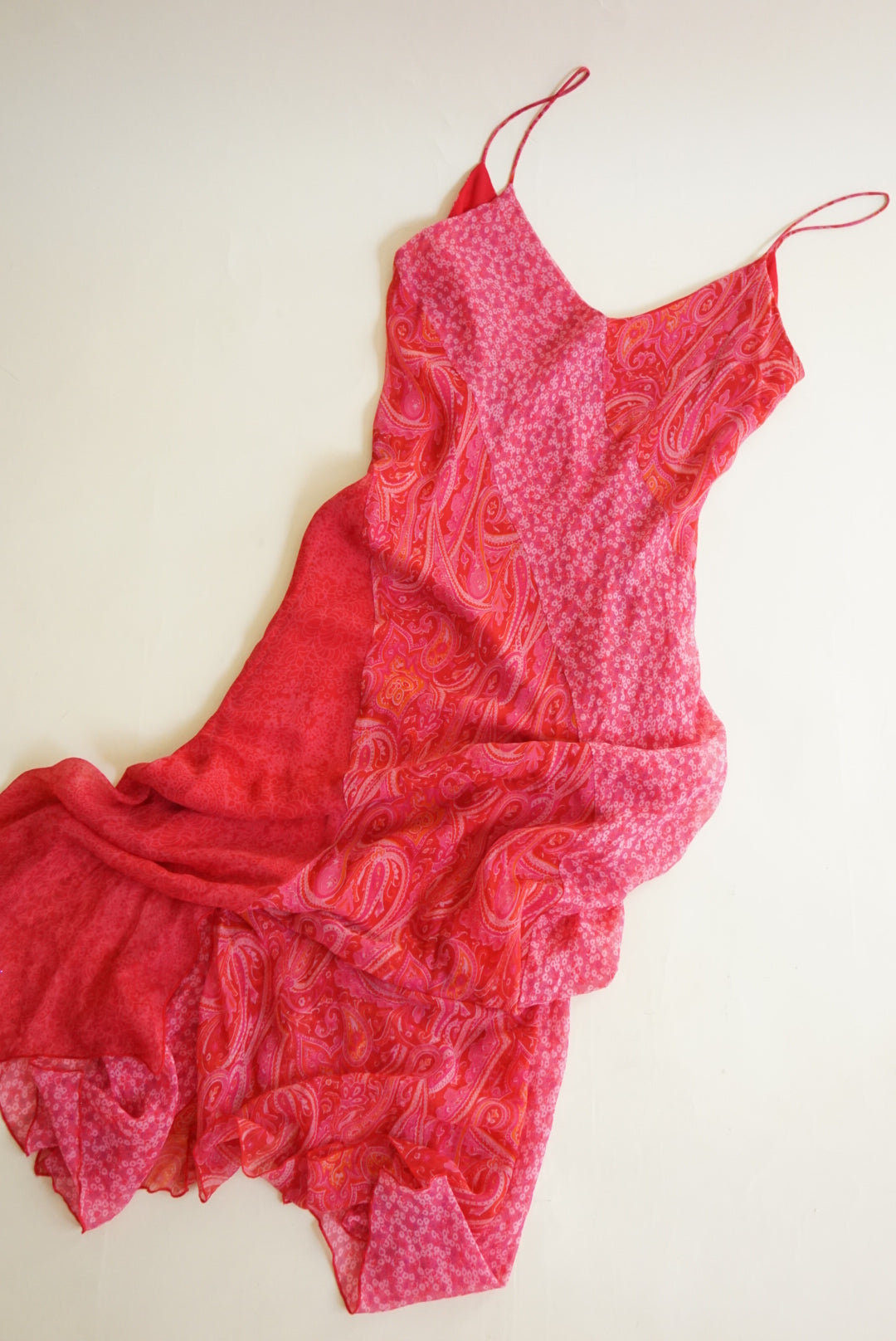 Positive Attitude Silk Paisley Pink Floral Slip Y2K Dress - Size 12 Petite