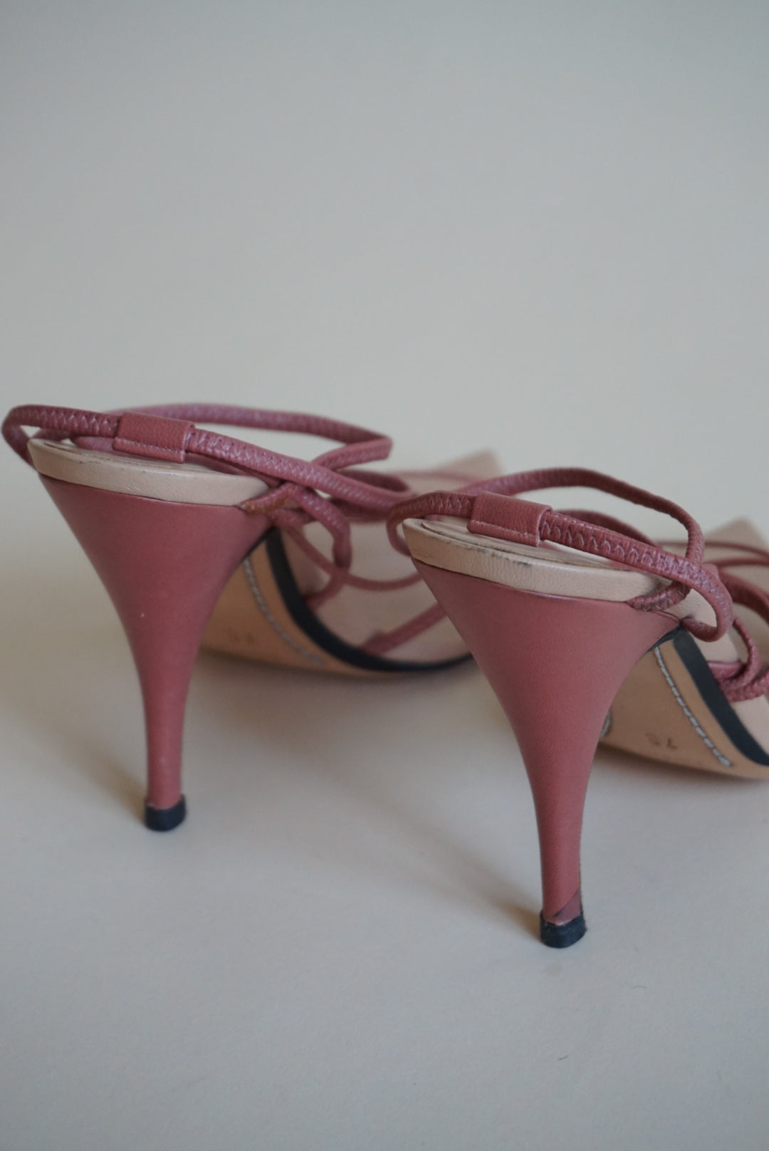 “Gucci” Pink Pointed Toe Strappy Sandal Heels - Size 7/7B