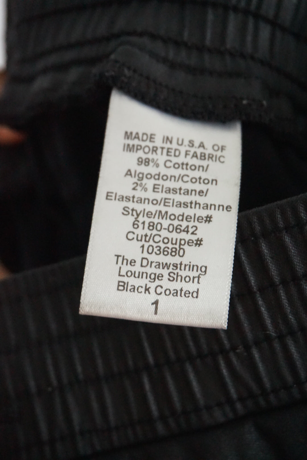 Current Elliot Black Waxed Drawstring Lounge Jogger Style Shorts - Size 1 / Small