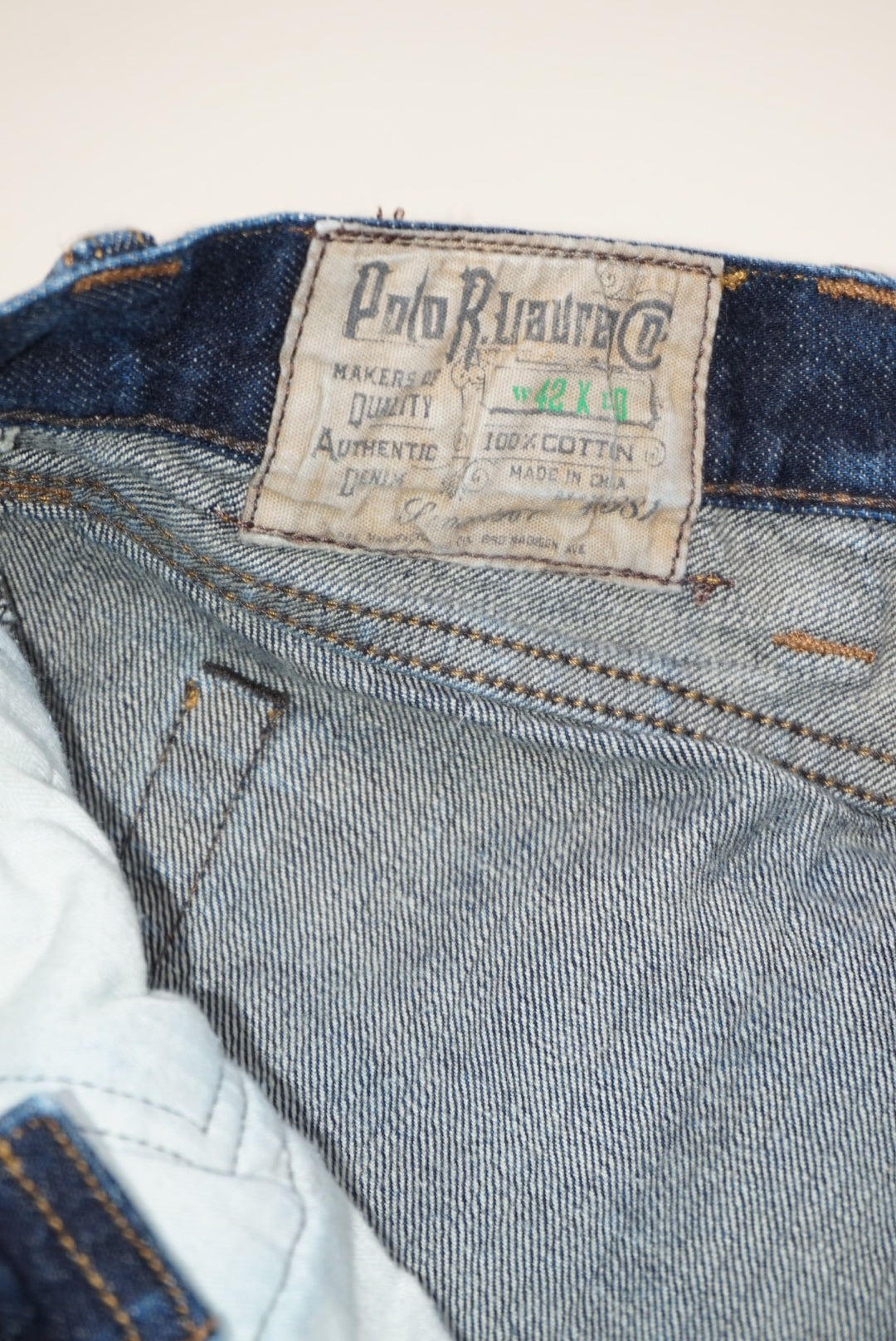 "Polo Ralph Lauren" Slim Straight Button Fly Selvedge Jeans (Mens) - 42 x 30