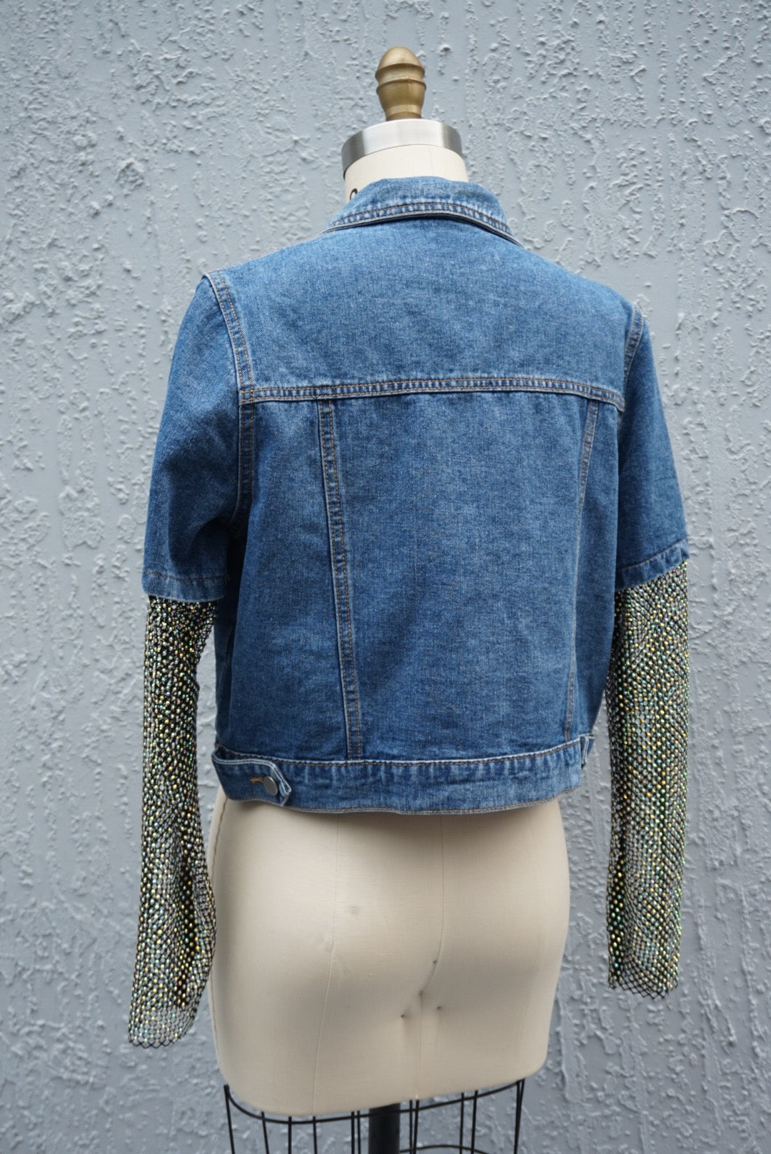 “Mochy” Denim Sleeve Cropped Jacket - Size S/M