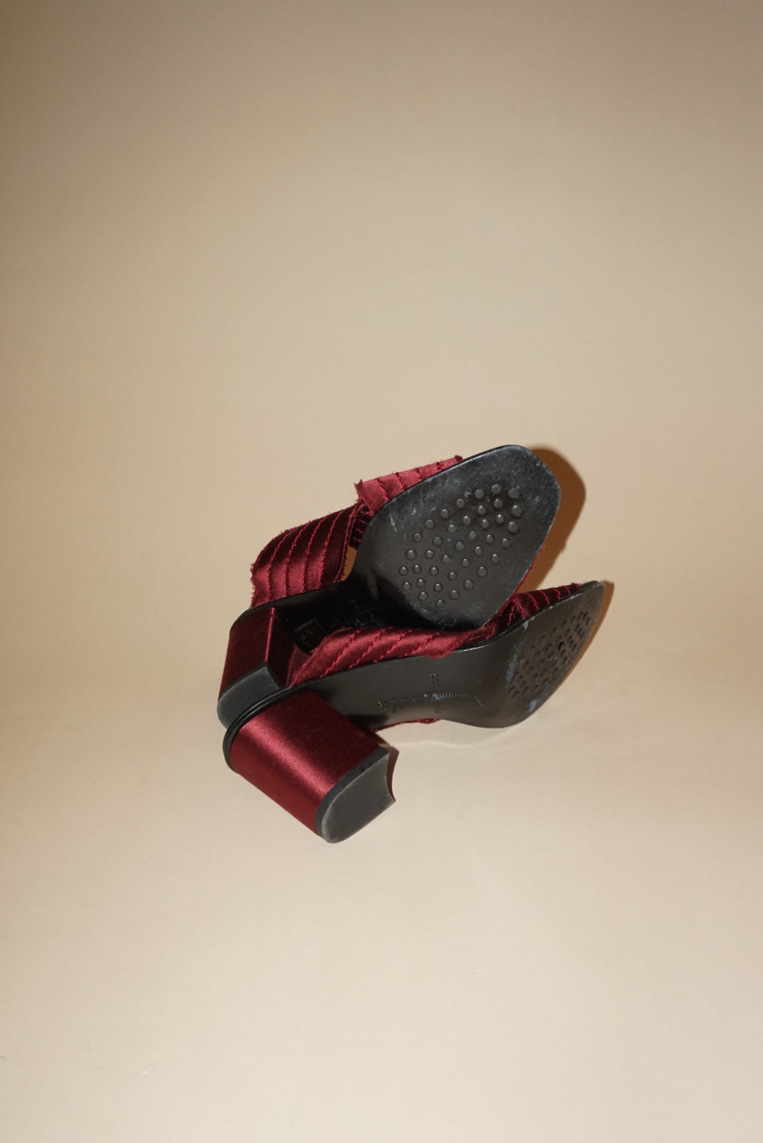 “Pedro Garcia” Satin Burgundy “Xail” Mules - Size 38.5