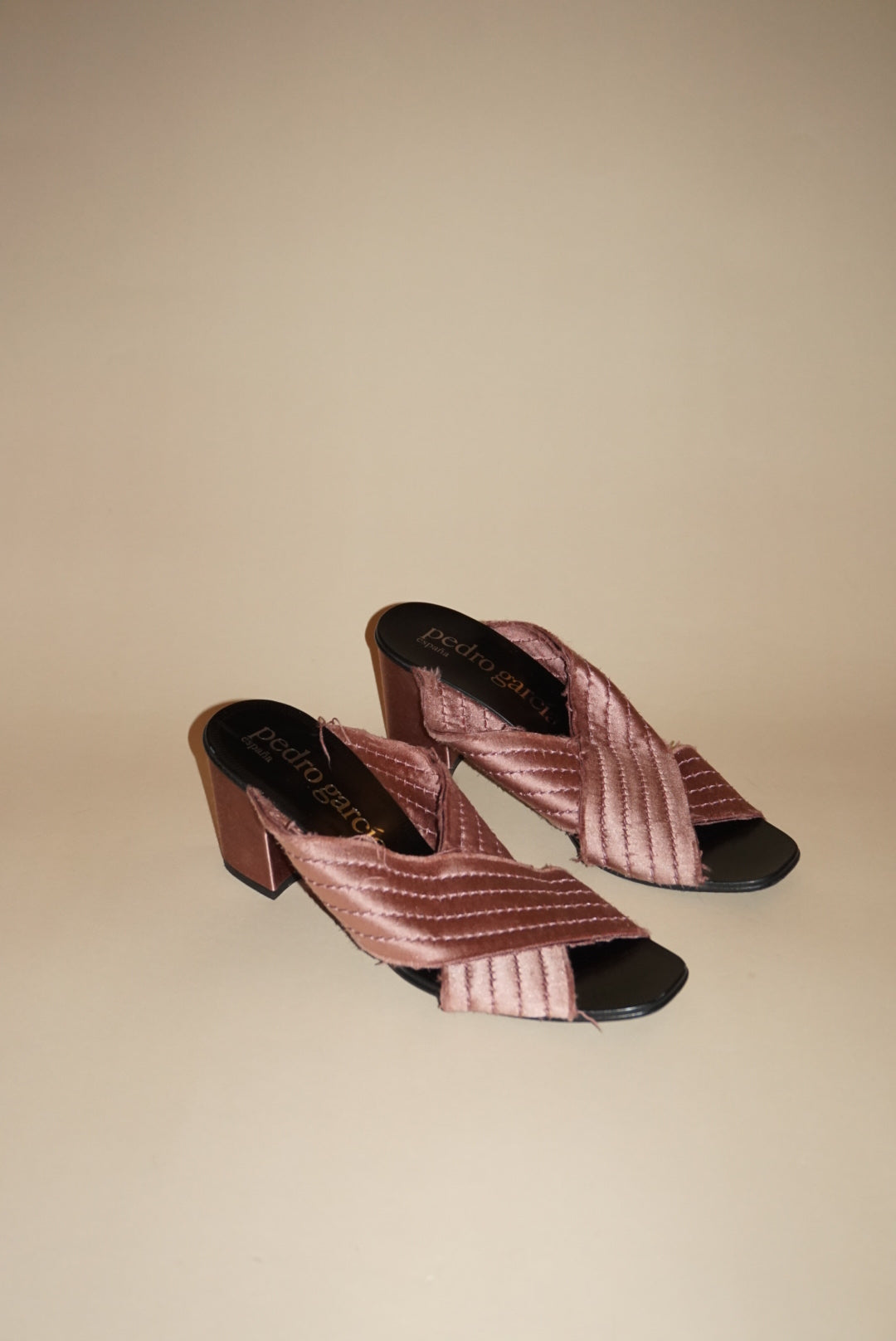 “Pedro Garcia” Satin Blush “Xail” Mules - Size 38.5