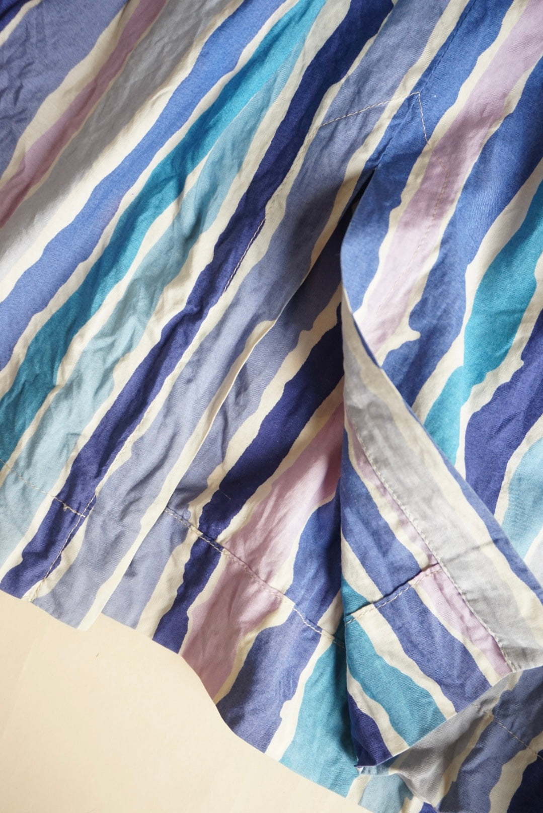 Saint Laurent Rive Guache 70's-80's Vintage Cotton Striped Skirt - Size 38