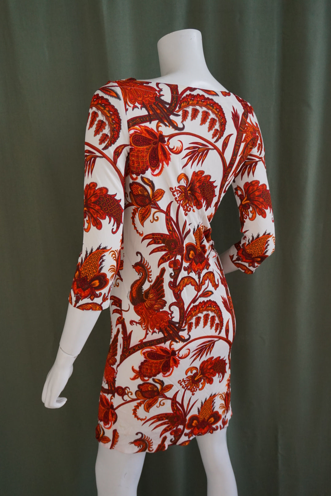 Gucci Paisley Red & White Bateau Neck Mini Knit Dress - Size 40
