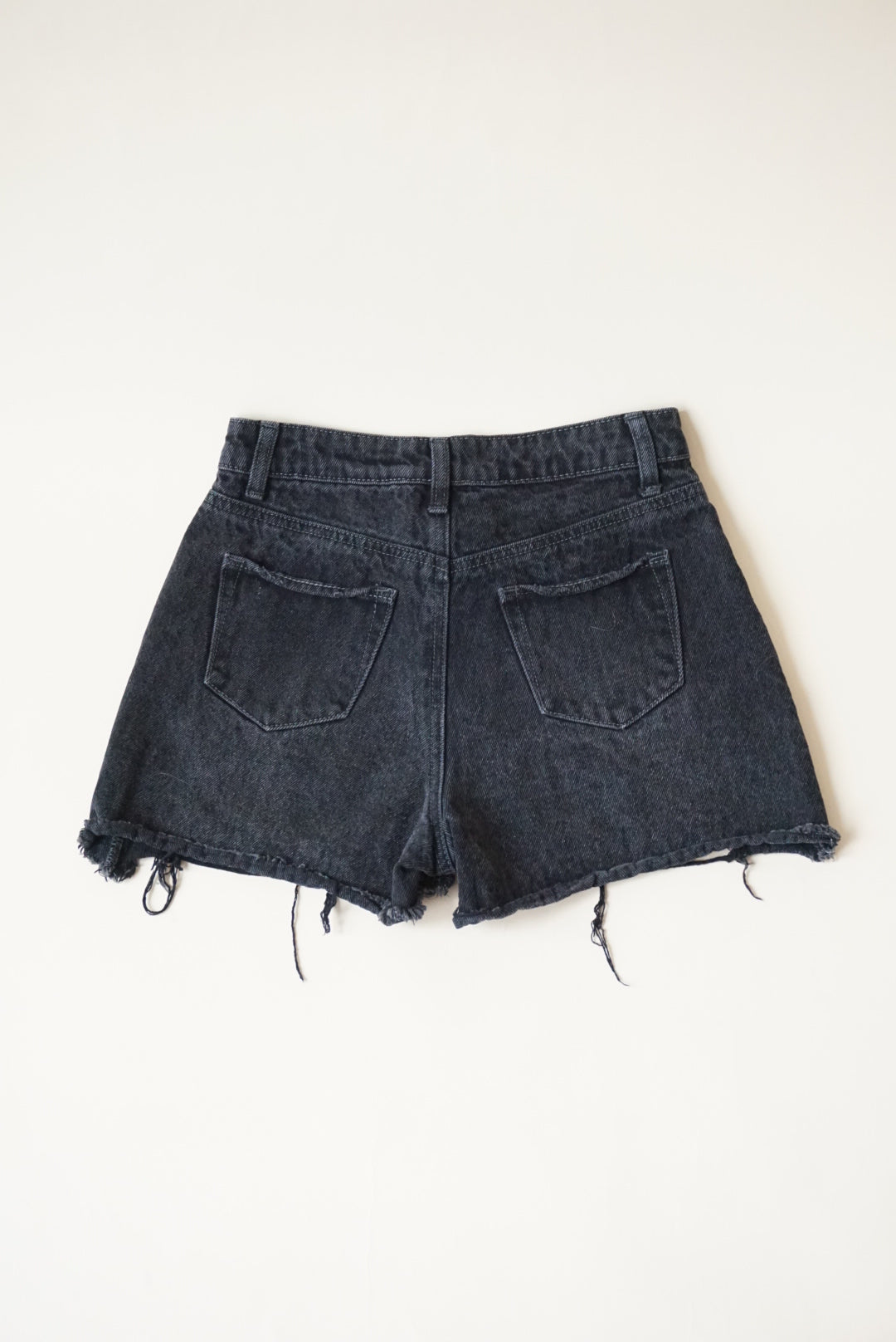 BP Black Denim Frayed Hem Shorts - Size 24