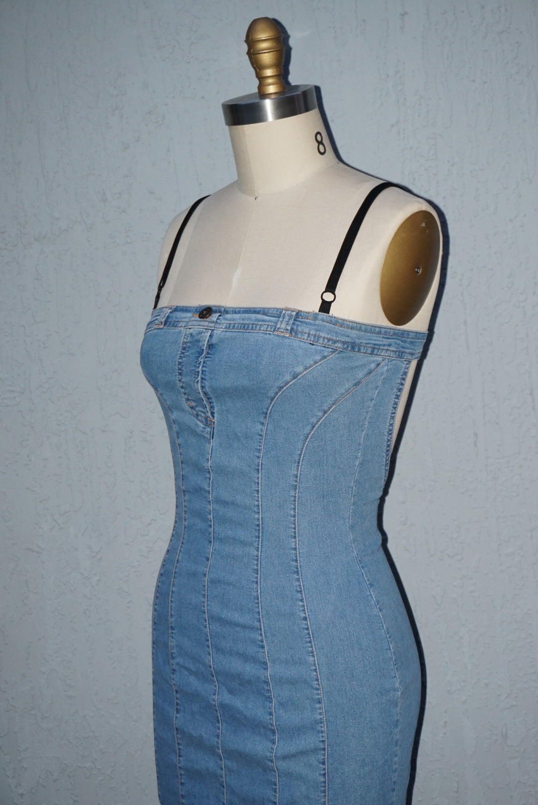 “Dolce & Gabbana” 90’s Denim Bustier Corsetry Cutout Dress - Size 40