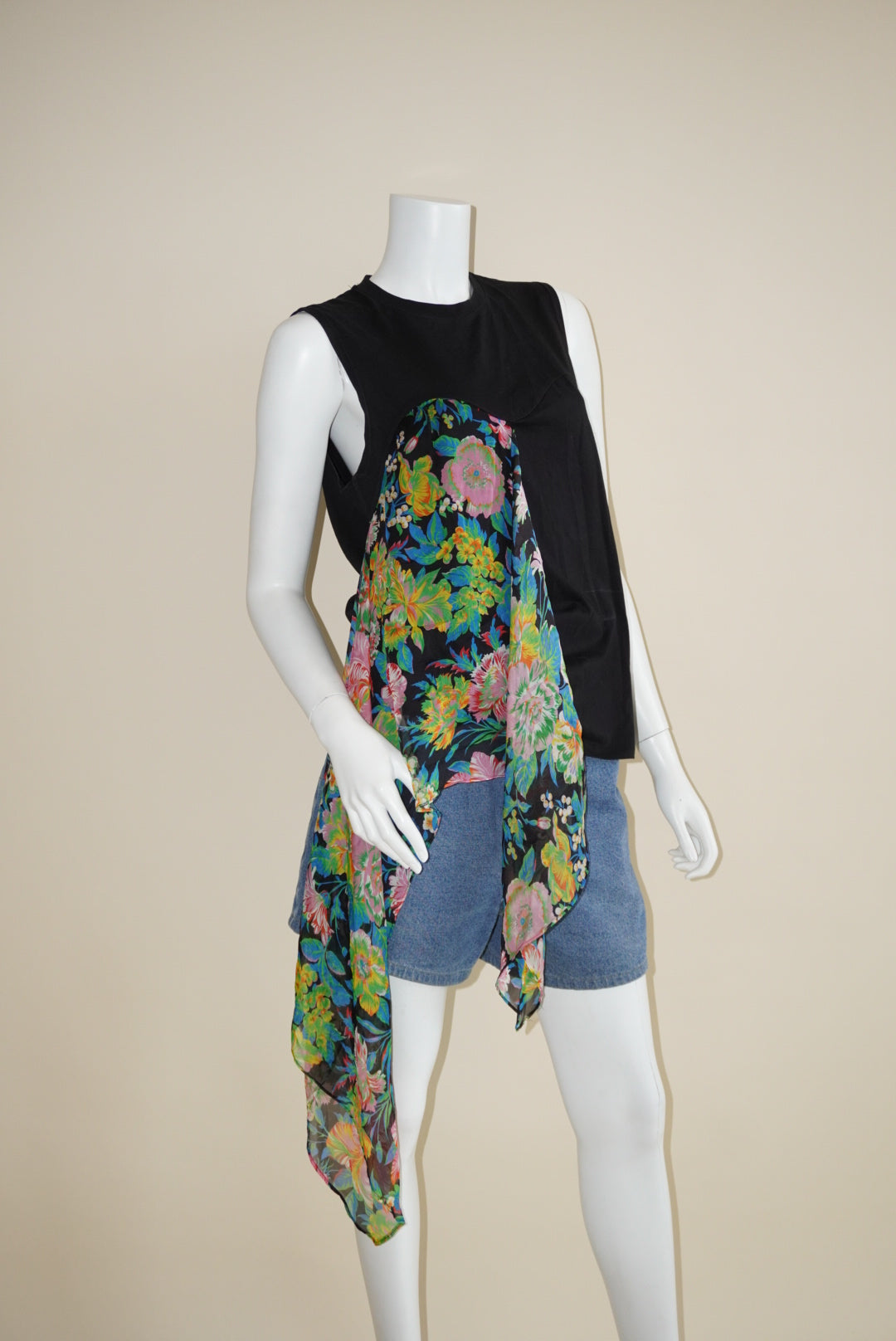 MSGM Floral Sleeveless Accent Draped Blouse - Size Small