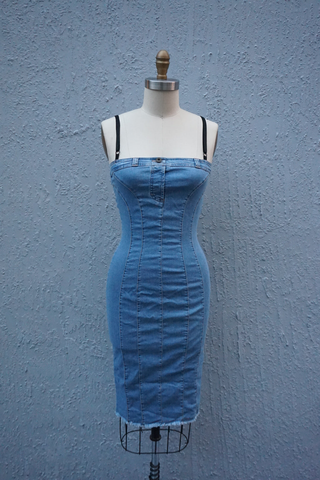 “Dolce & Gabbana” 90’s Denim Bustier Corsetry Cutout Dress - Size 40