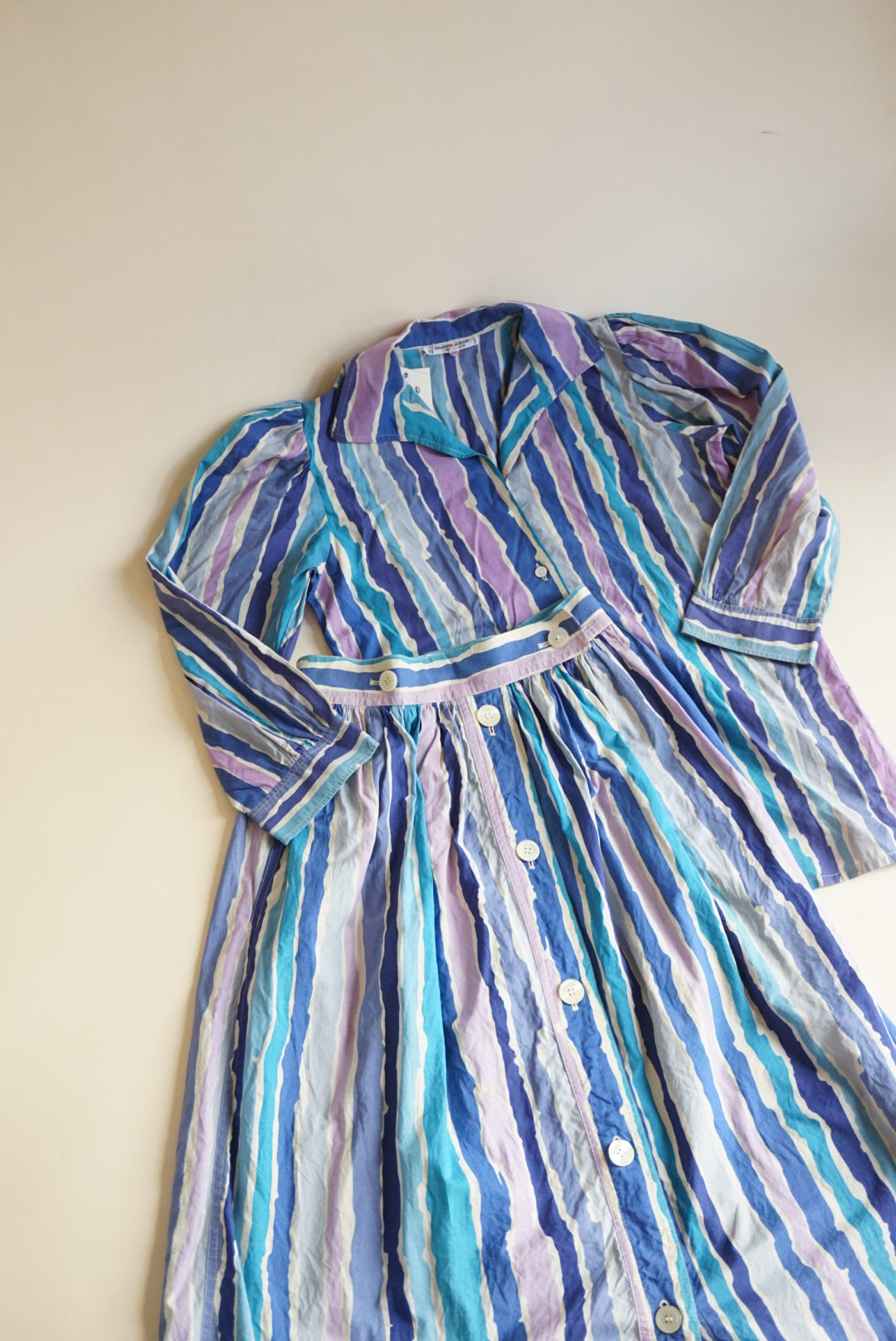 Saint Laurent Rive Guache 70's-80's Vintage Cotton Striped Button Down - Size 38