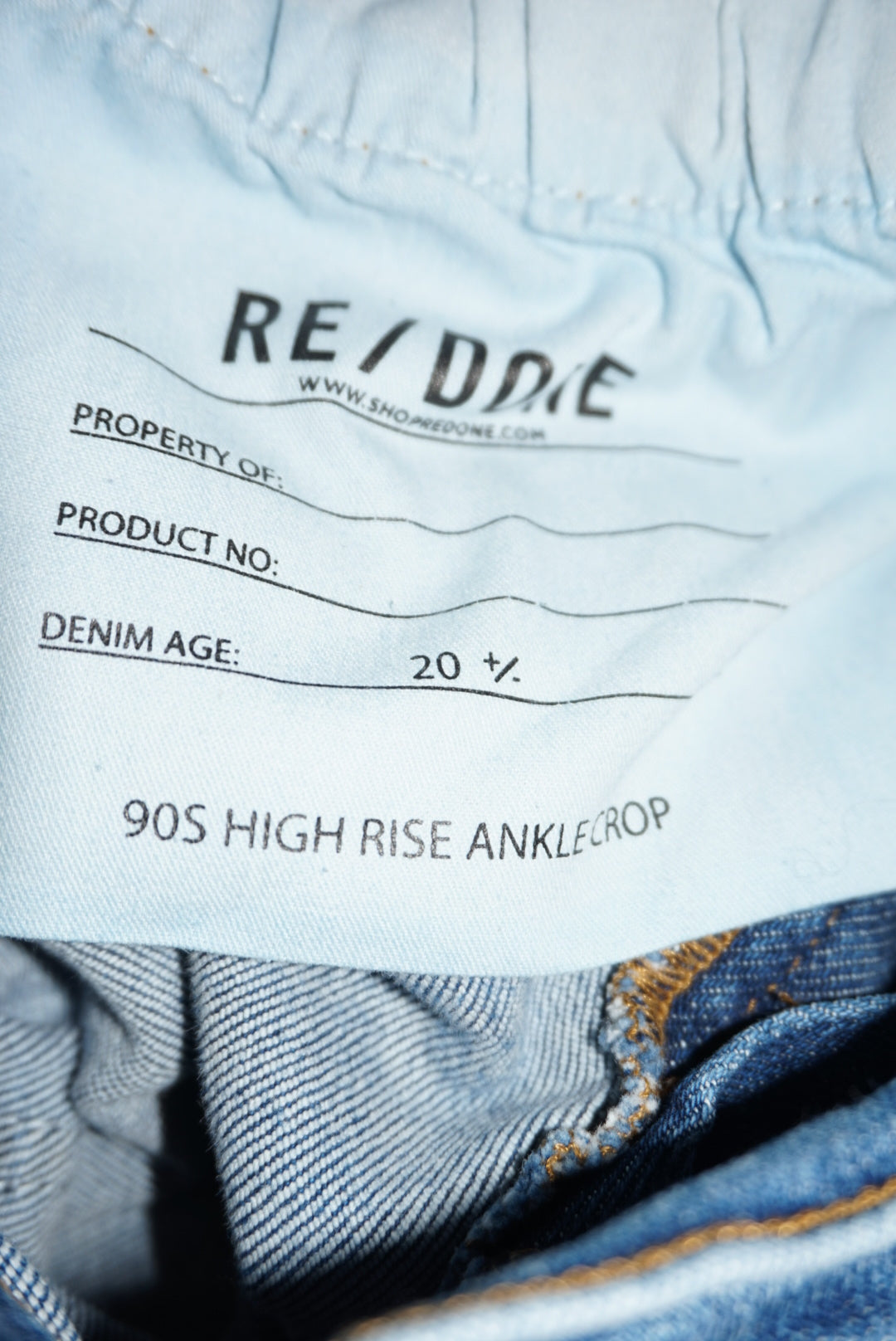 "Re/Done" Medium Wash "90s High Rise Ankle Crop" - Size 24
