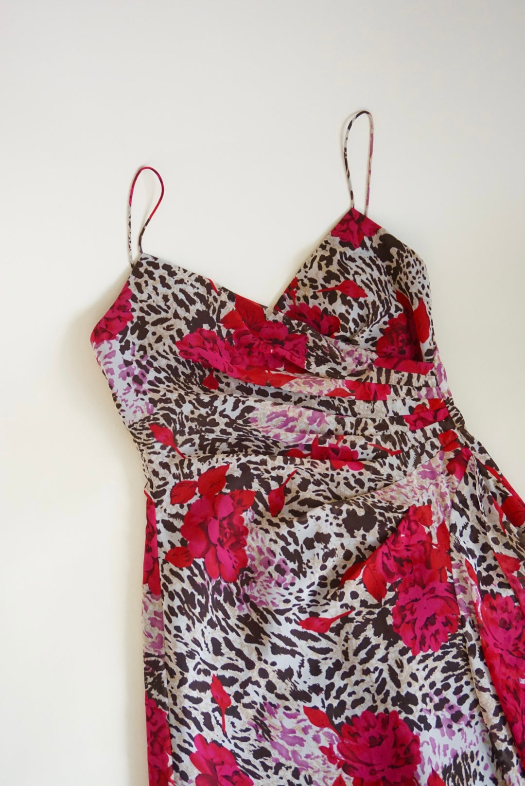 Dusk Y2K Animal Print Floral Maxi Pleated Slip Dress