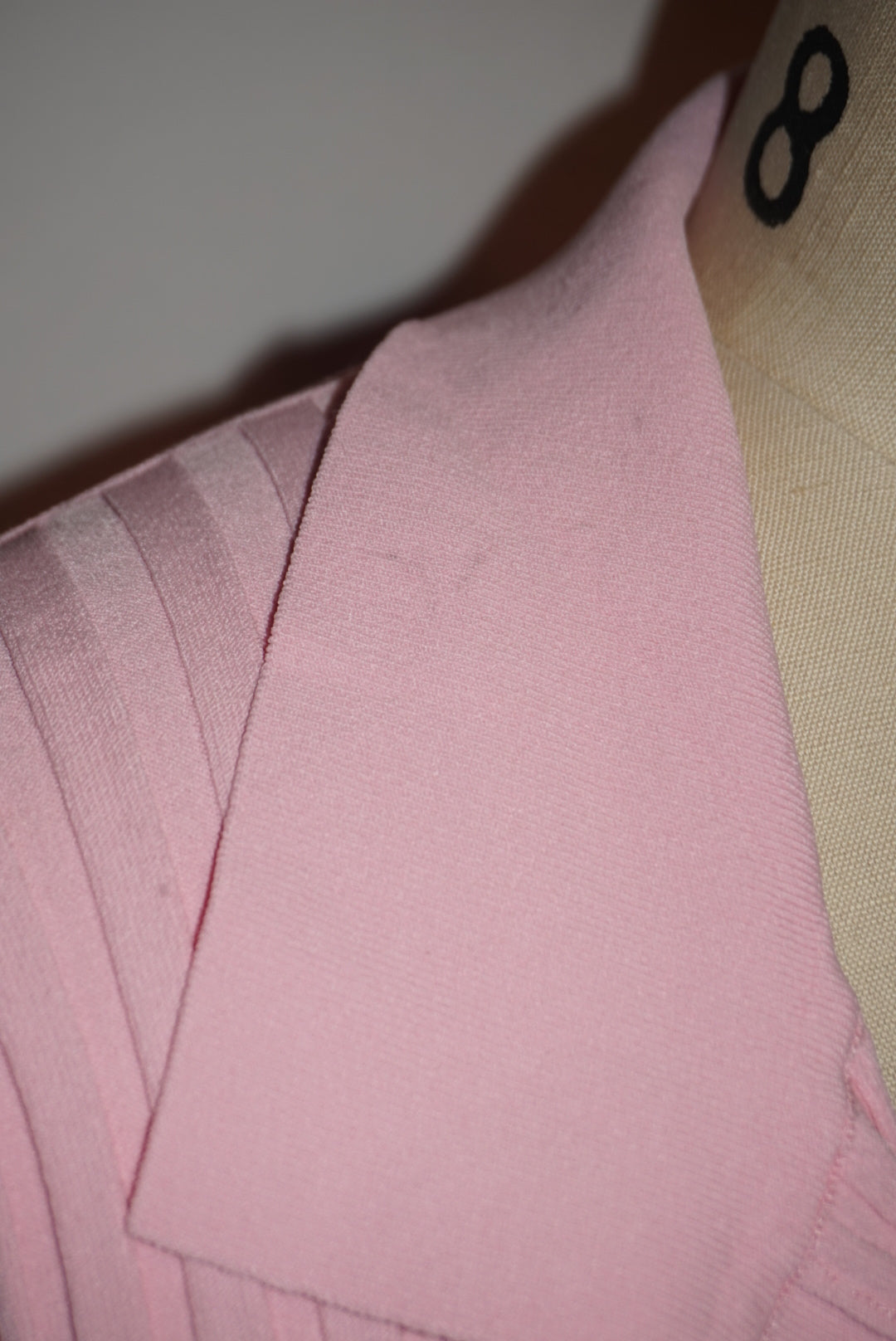 "Helmut Lang" Pink Ribbed Knit Slash Polo Top - Size Large