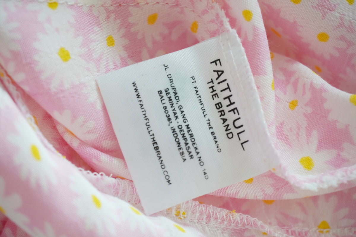 Faithfull The Brand Serafina Dusty Floral Pink Ruffle Mini Dress NWT - Size Small/4