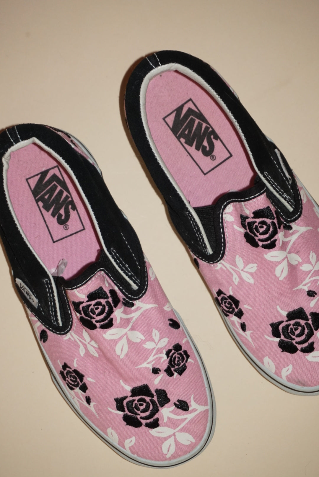 “Van’s” Embroidered Floral Slip On Sneakers - Size US 5