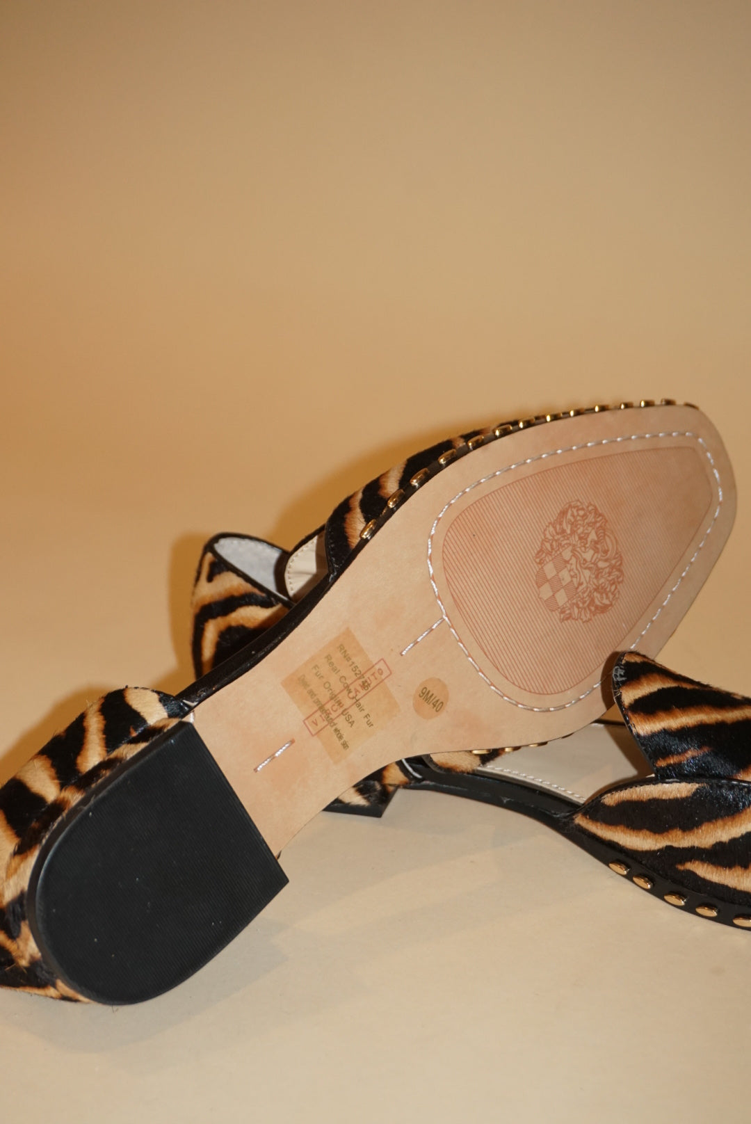 “Vince Camuto” Studded D’Orsay “Rendolen” Tiger Calf Hair Leather Flats NWT - Size 9