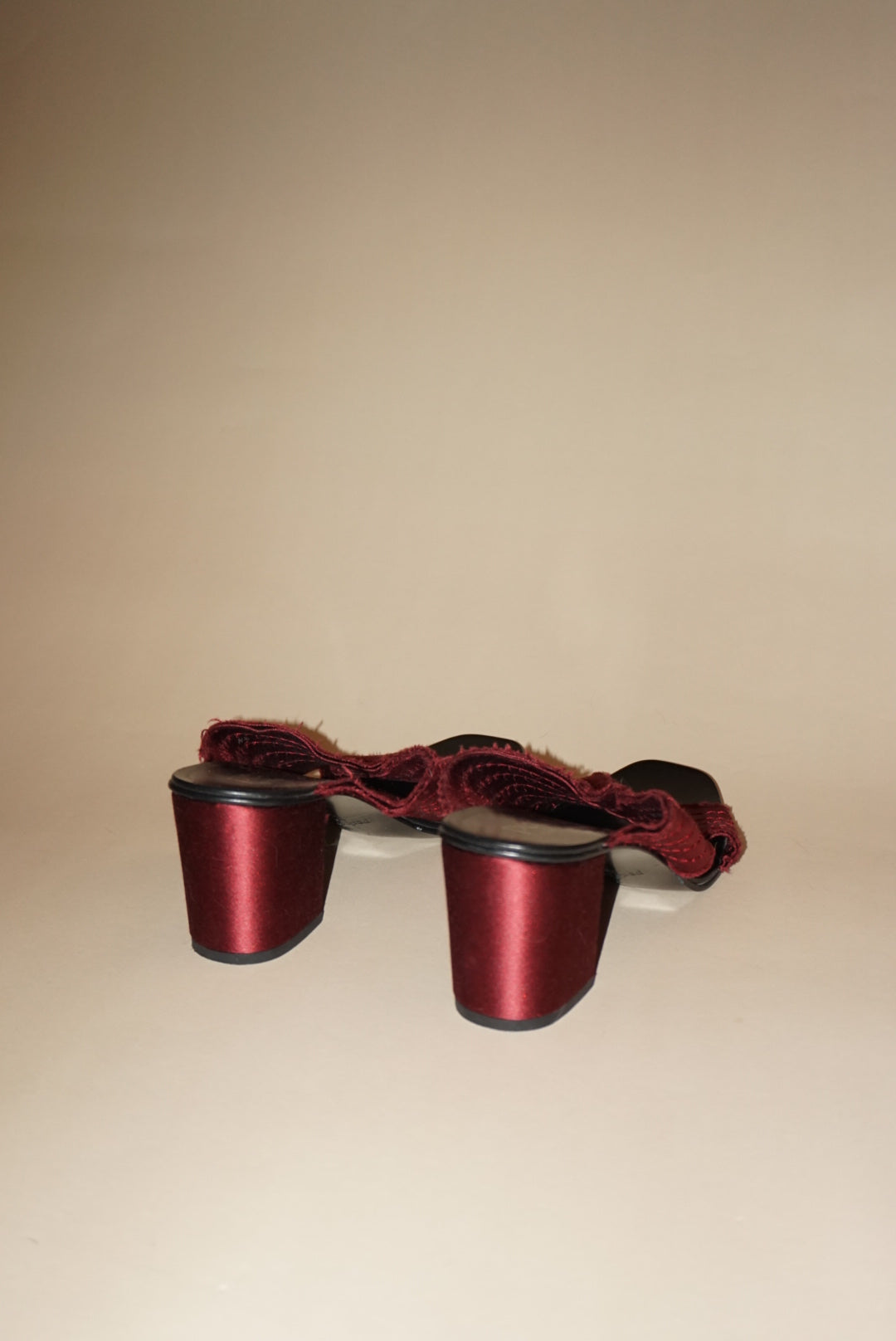 “Pedro Garcia” Satin Burgundy “Xail” Mules - Size 38.5