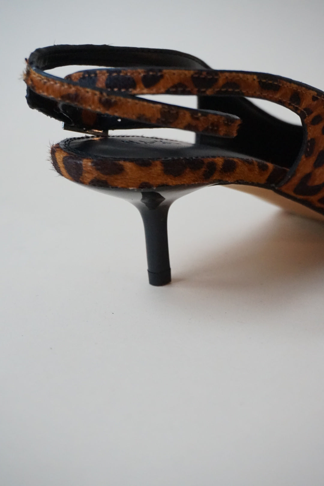 " Cheetah Pony Hair Ankle Strap Kitten Heel NWT - Size 10.5