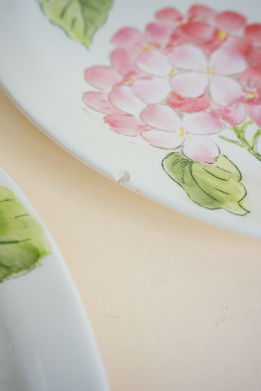 Ceramic Pink Hydrangeas Heart Shape Plates - Set of 4