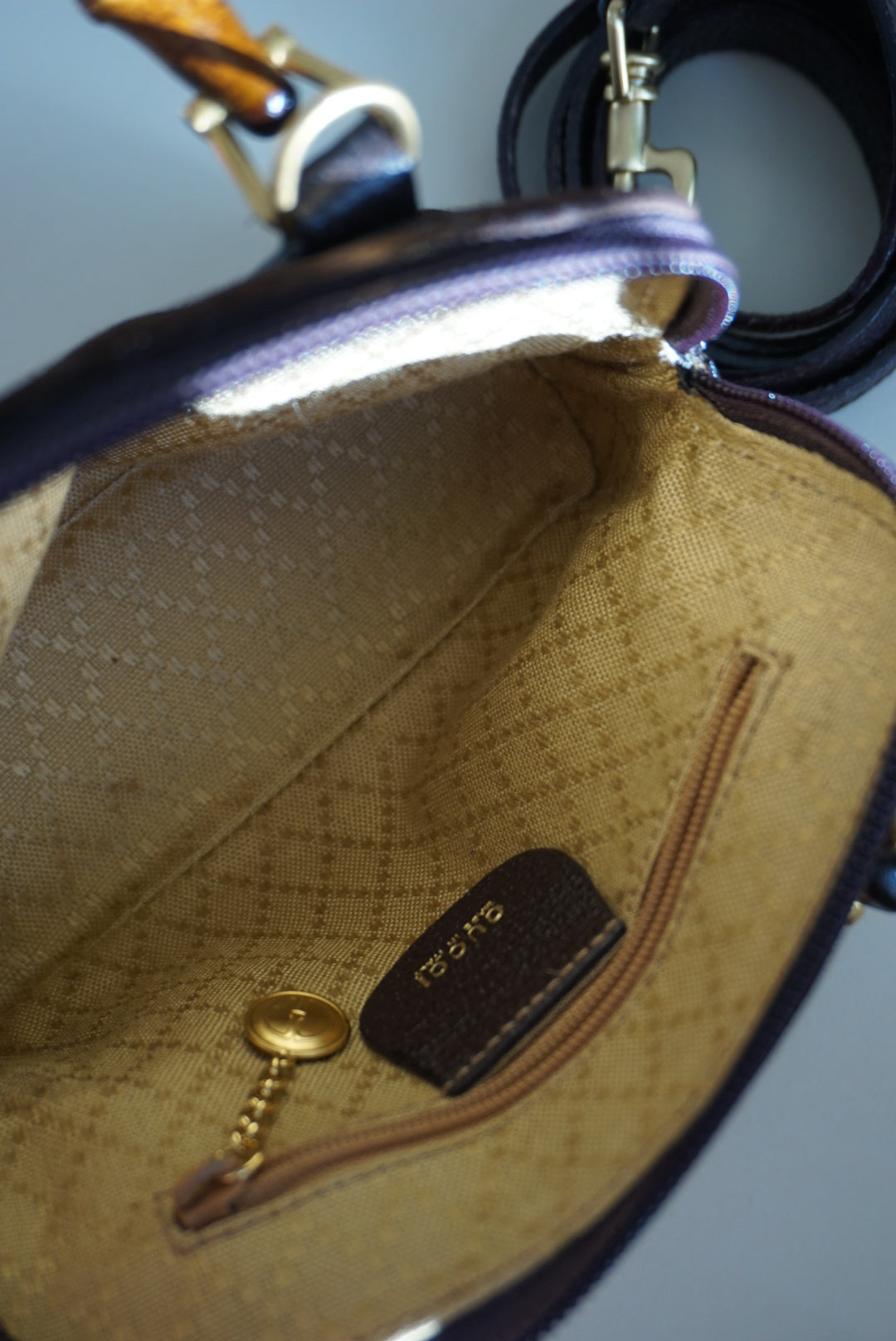 “Gucci” 80’s Brown Suede Mini Vintage Bamboo Handbag