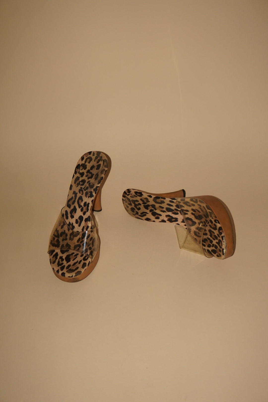 Y2K Spinel Leopard Print Platform Sandals PVC Heels