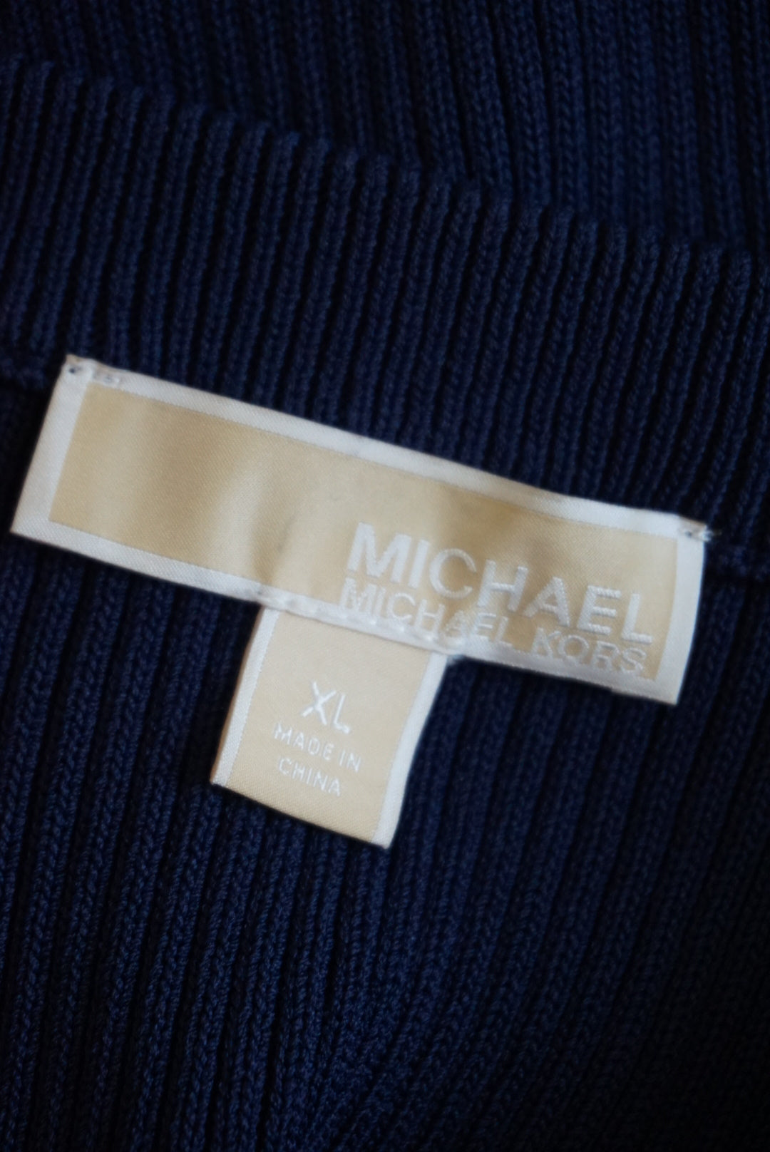Michael Kors Navy Ribbed Knit Sleeveless Midi Dress - XL