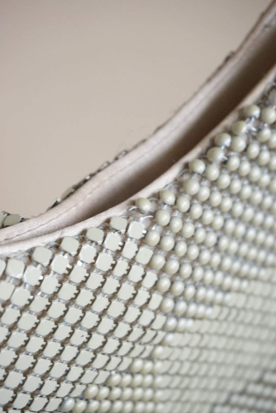 Vintage Ivory Chainmail Checkered Shoulder Bag