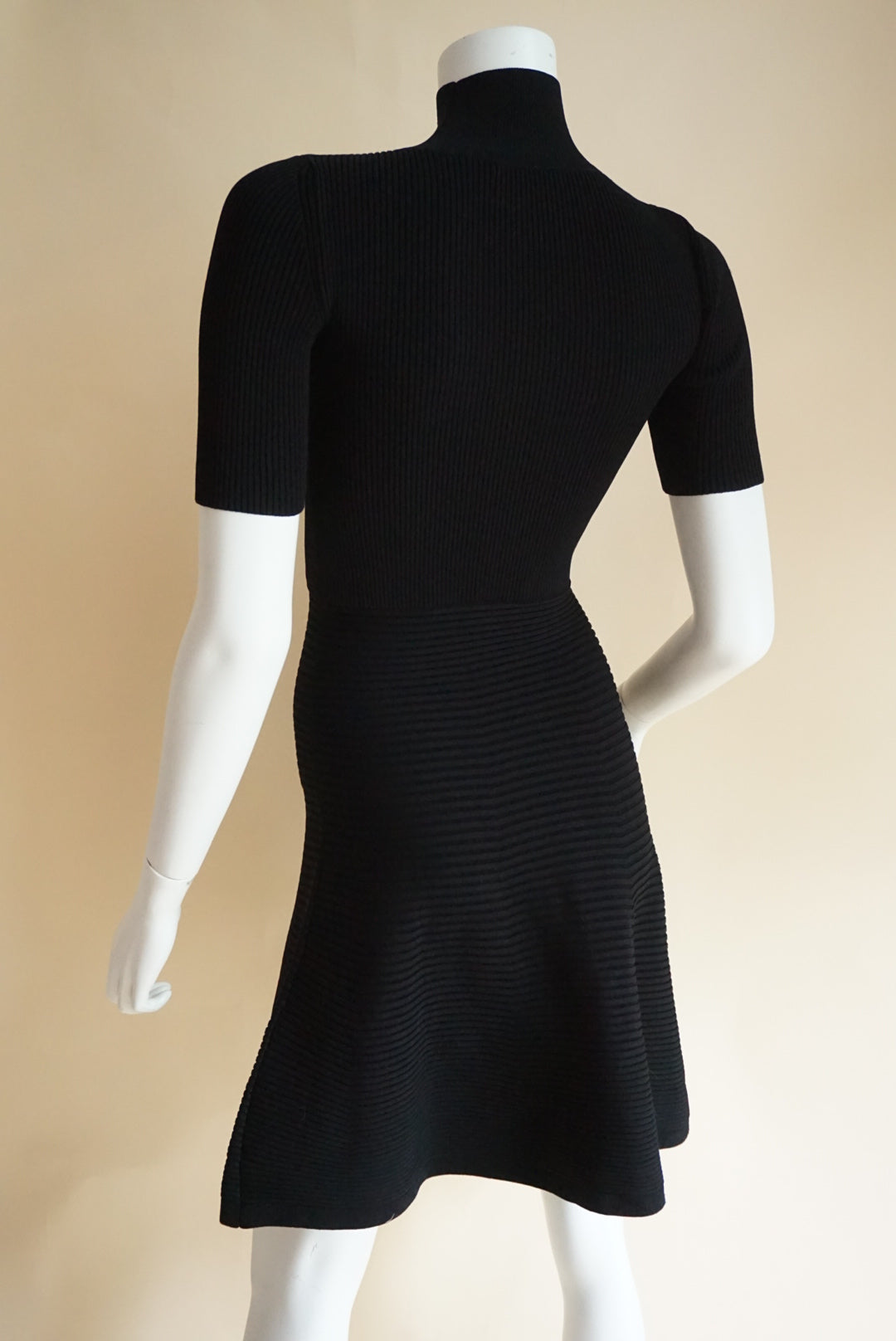 Cushnie et Ochs Turtleneck Knit Fit & Flare Black Mini Dress - Size XS