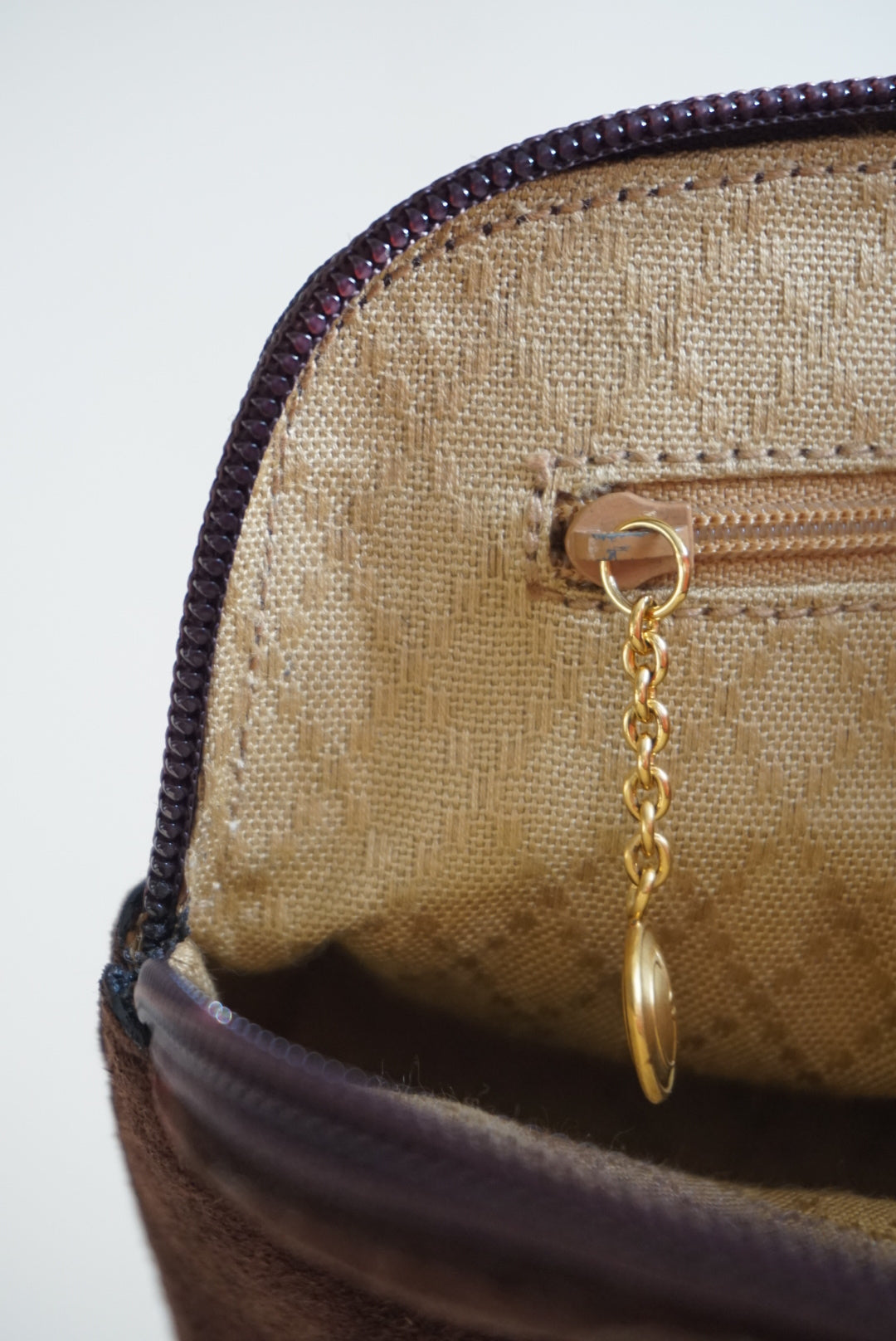 “Gucci” 80’s Brown Suede Mini Vintage Bamboo Handbag