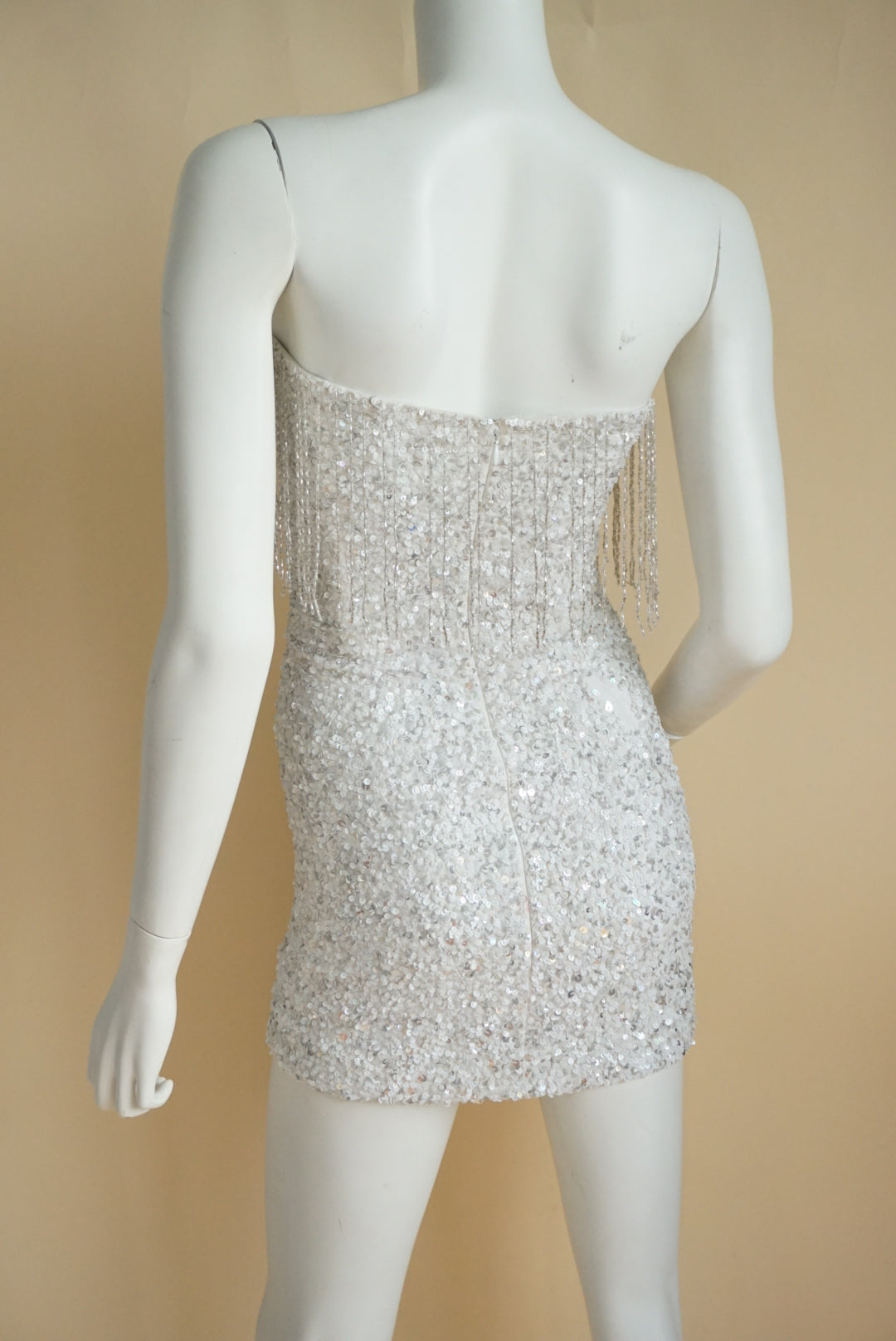 Retrofete Revolve White Mini Sequin Strapless Cassandra Dress - Size XS