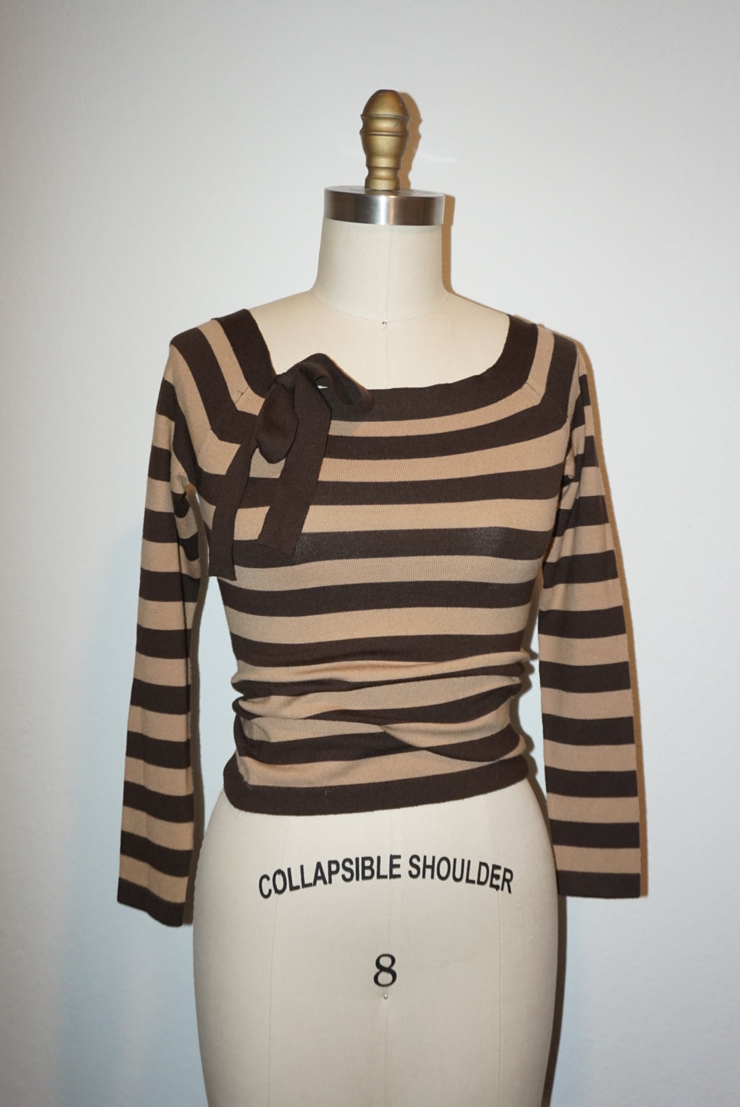 Michael Kors Striped Knit Bow Y2K Wool Top - Size XS