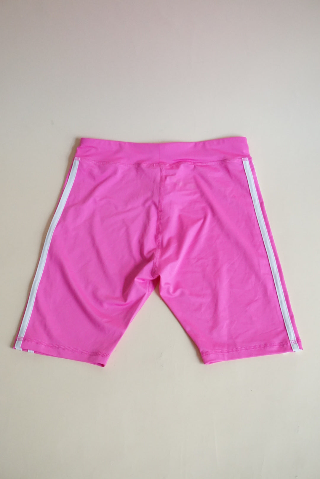 Adidas Kids Pink 3 Stripe Biker Shorts - Size Large (14)