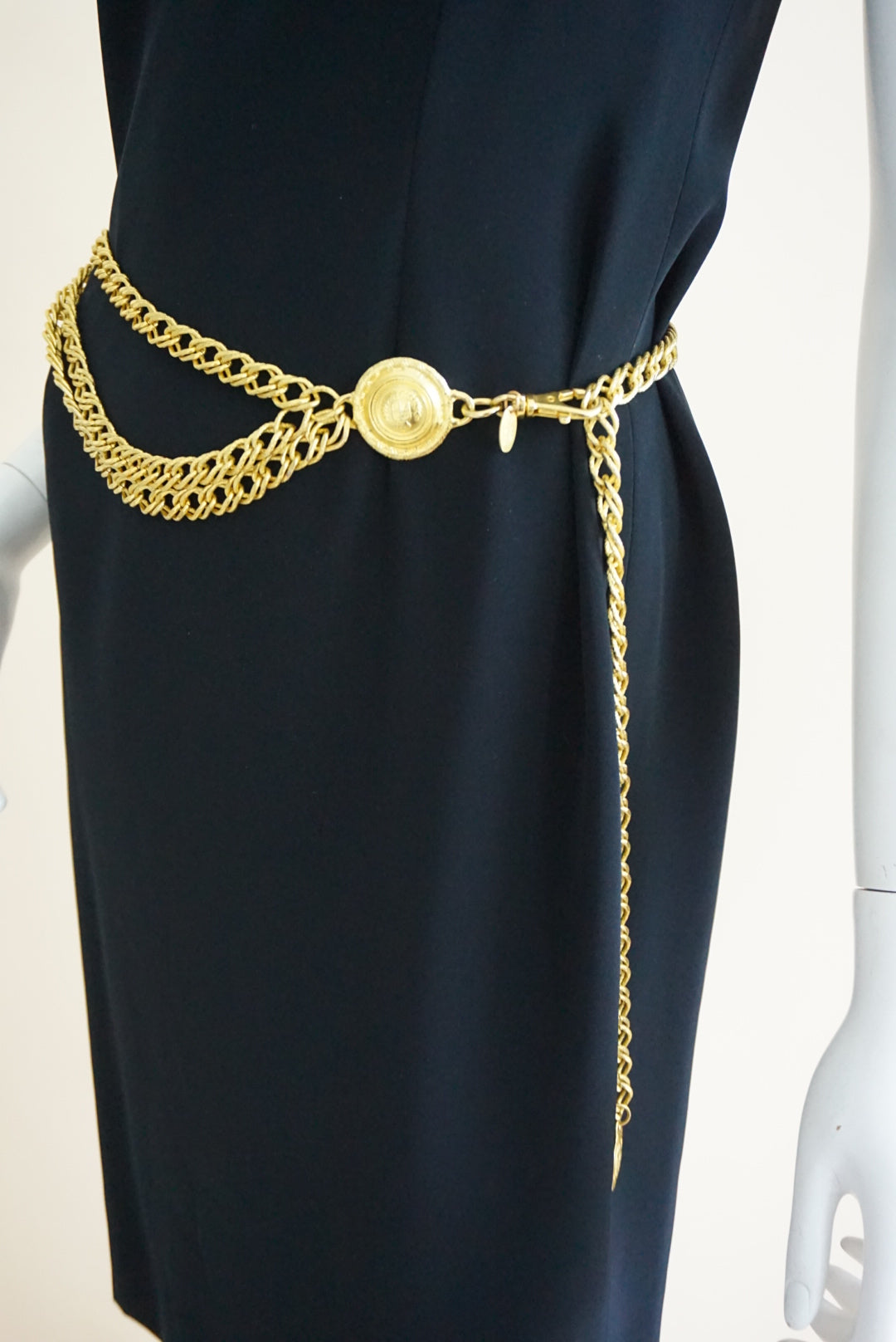 Vintage 80's Susan Graver 3-Tier Gold Chain Belt