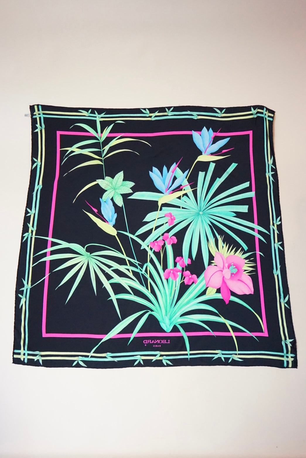 Leonard Paris Twill Silk Floral Bamboo Scarf