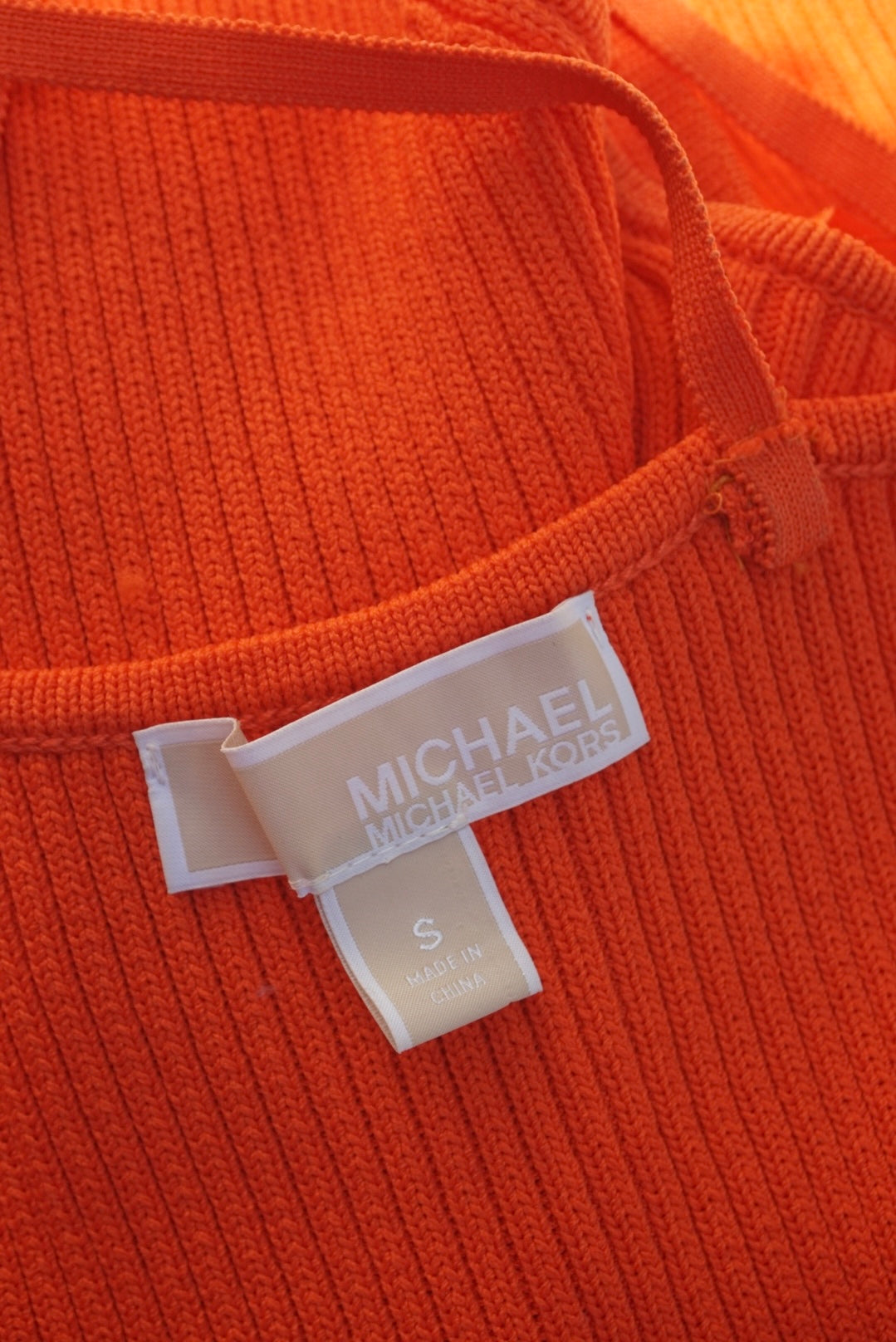 "Michael Kors" Orange Ribbed Cross Back Strap Dress - Size Small