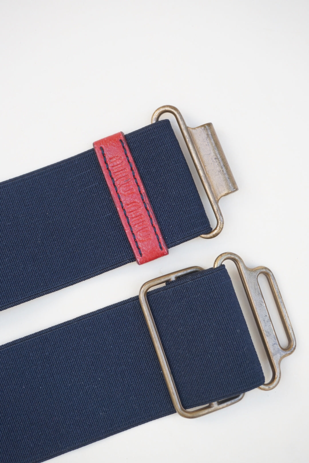 Vintage “Miu Miu” 90-00’s Elastic Men’s Technical Belt With Red Leather Accent