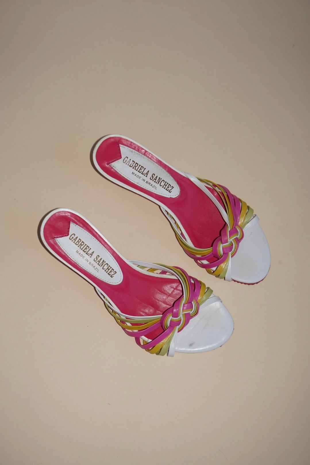“Gabriela Sanchez” Vintage Leather Pink Sandal Kitten Heels - Size 6.5