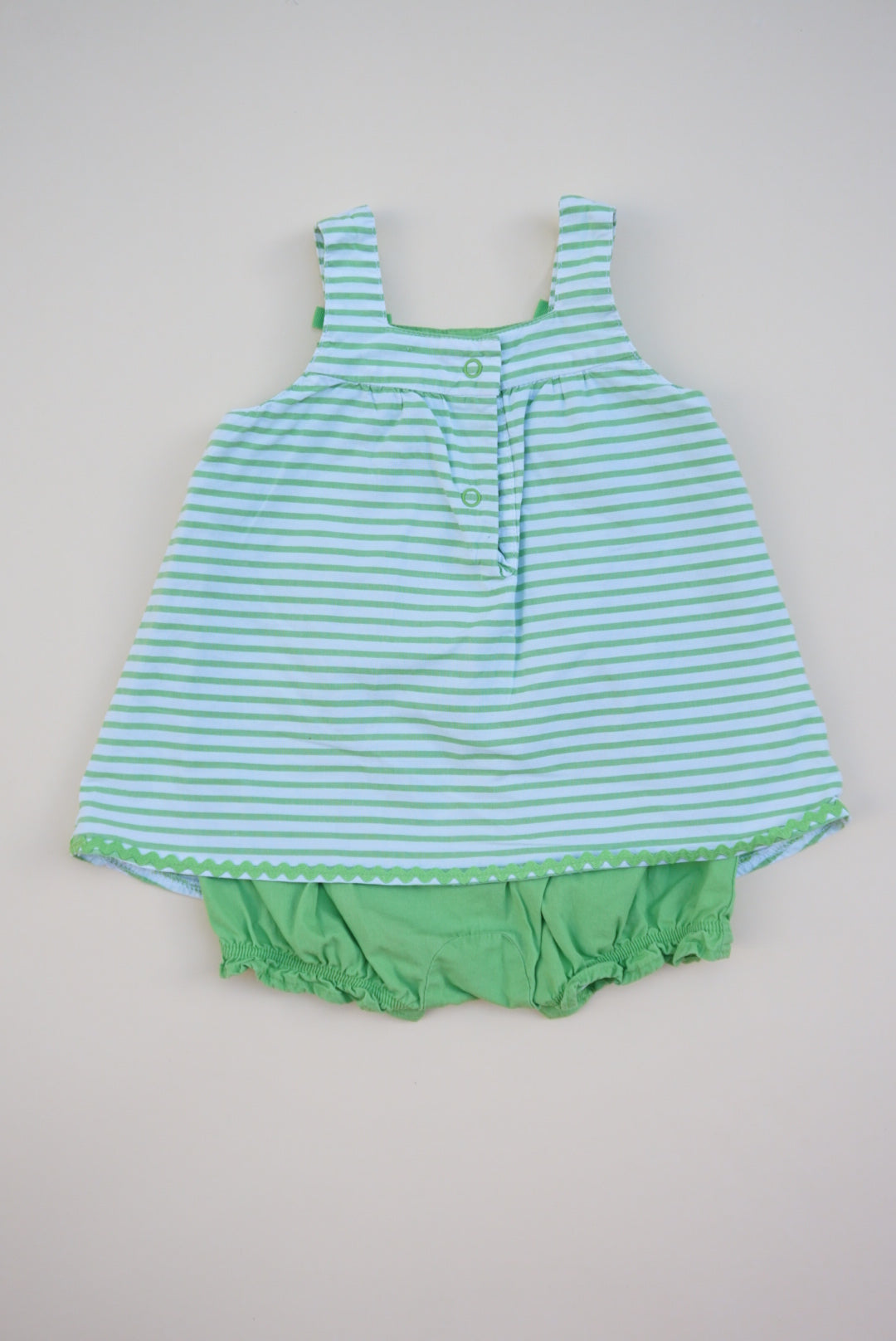 "Gymboree" 2013 Tulip Green Striped Tank Bubble - 0-3 Months