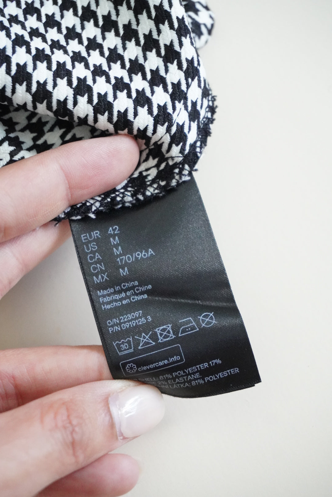 H&M Houndstooth Black/White Mini Square Neck Dress - Size Medium